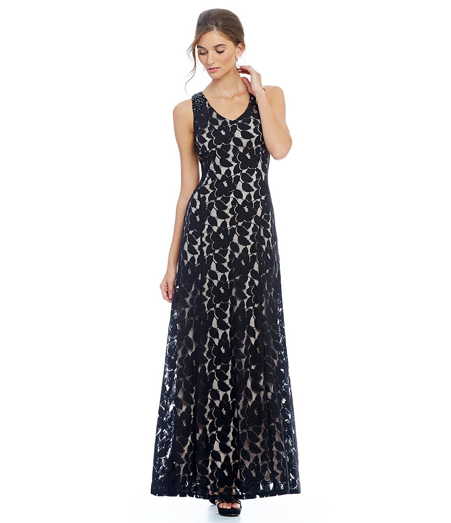 London Times Rose Lace Gown