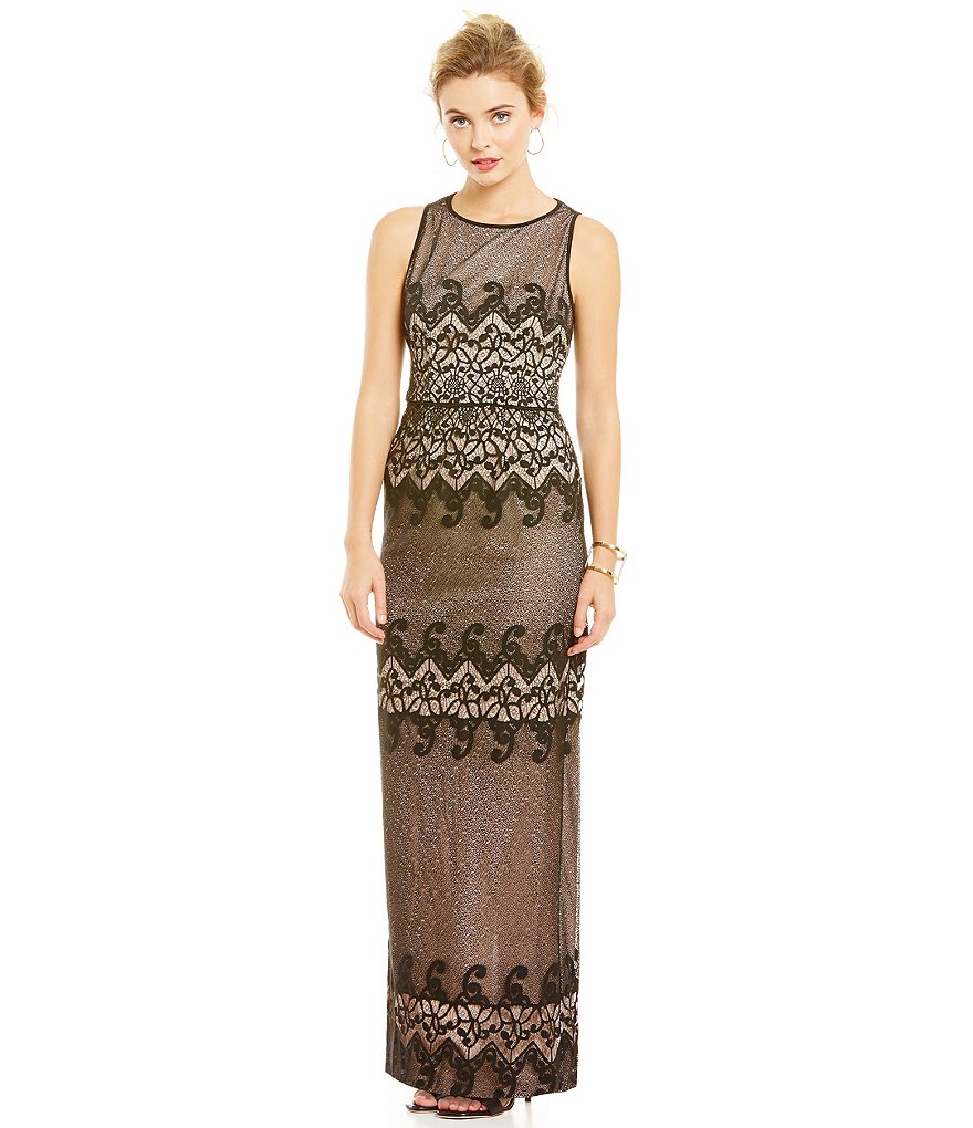London Times Scroll Stripe Gown