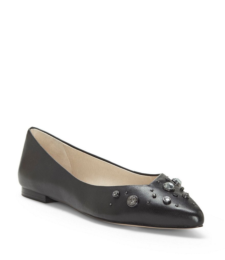 Louise et Cie Alwick Leather Gem Encrusted Ballet Flats