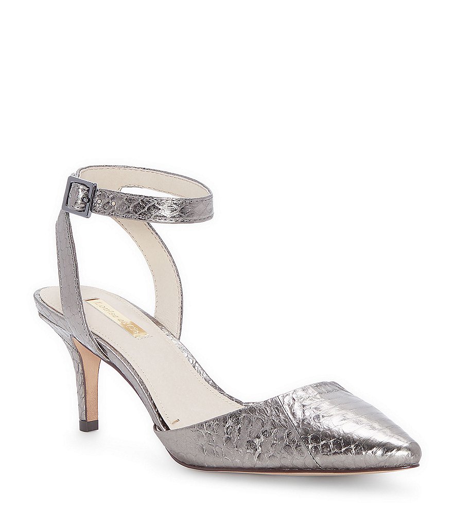 Louise et Cie Esperance Metallic Snake Print Embossed Leather Dress Pumps