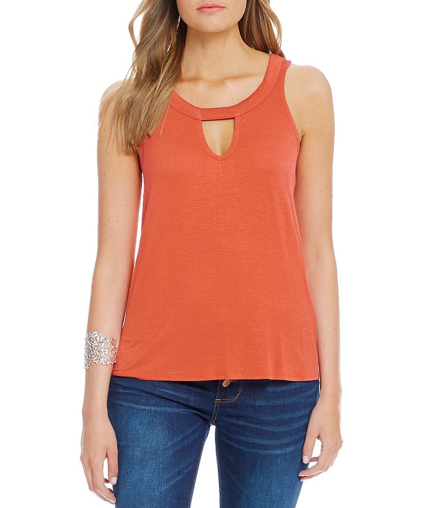 Love On A Hanger Keyhole-Neck High-Low Tunic Tank