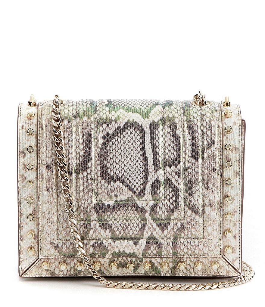 Luana Italy Clio Snake-Print Flap Cross-Body Bag
