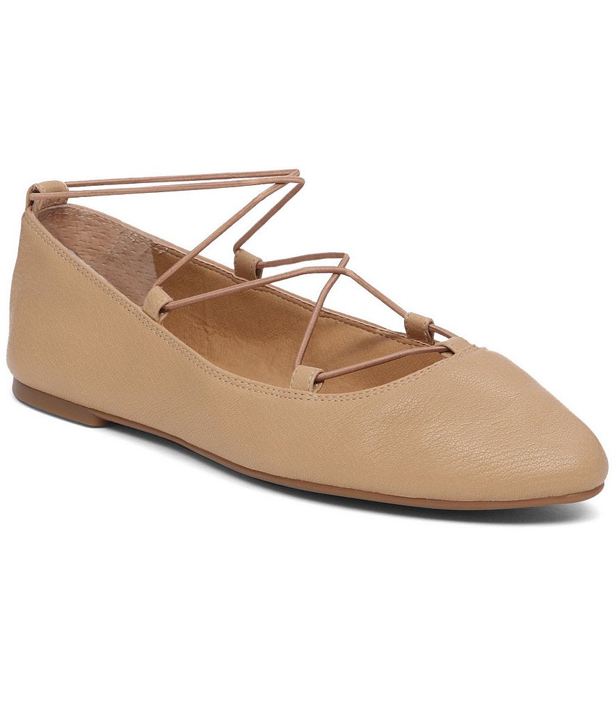 Lucky Brand Aviee Leather Crisscross Elastic Band Flats