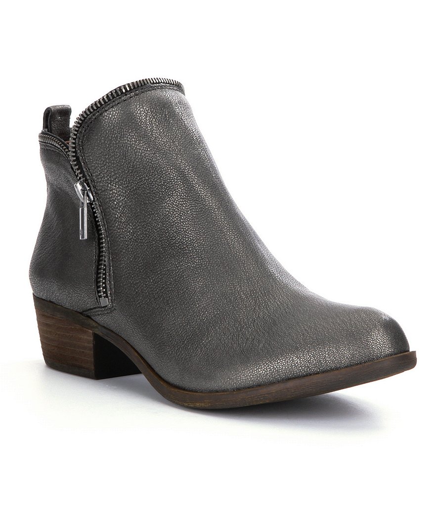 Lucky Brand Bartalino Side Zip Metallic Leather Booties