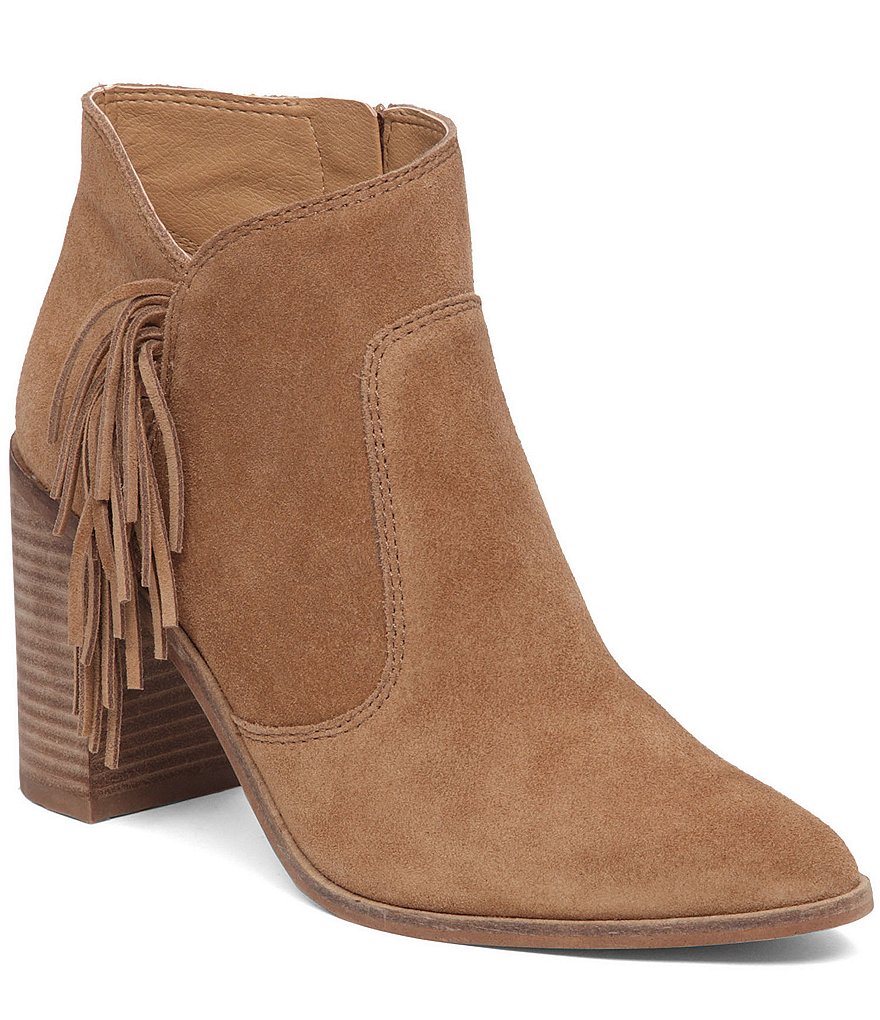 Lucky Brand Mercerr Fringe Embellished Suede Booties