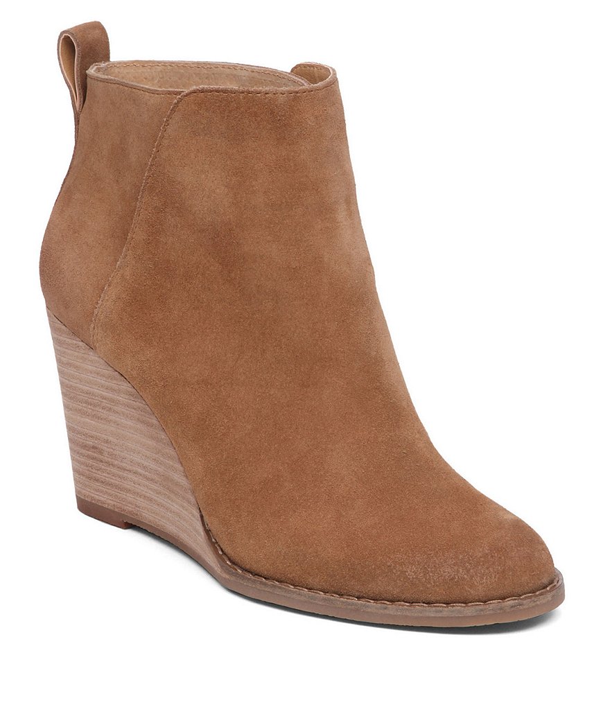 Lucky Brand Yezzah Suede Stacked Wedge Bootie