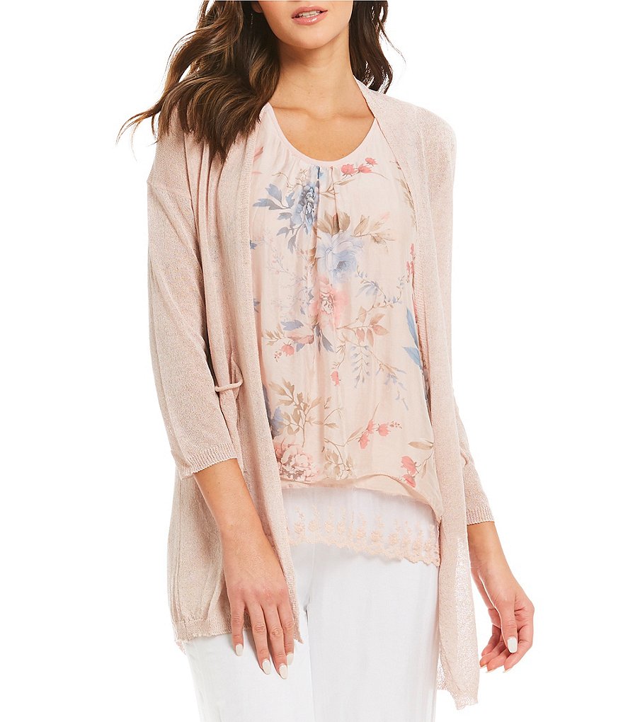 M Made in Italy Open Front Solid Cardigan