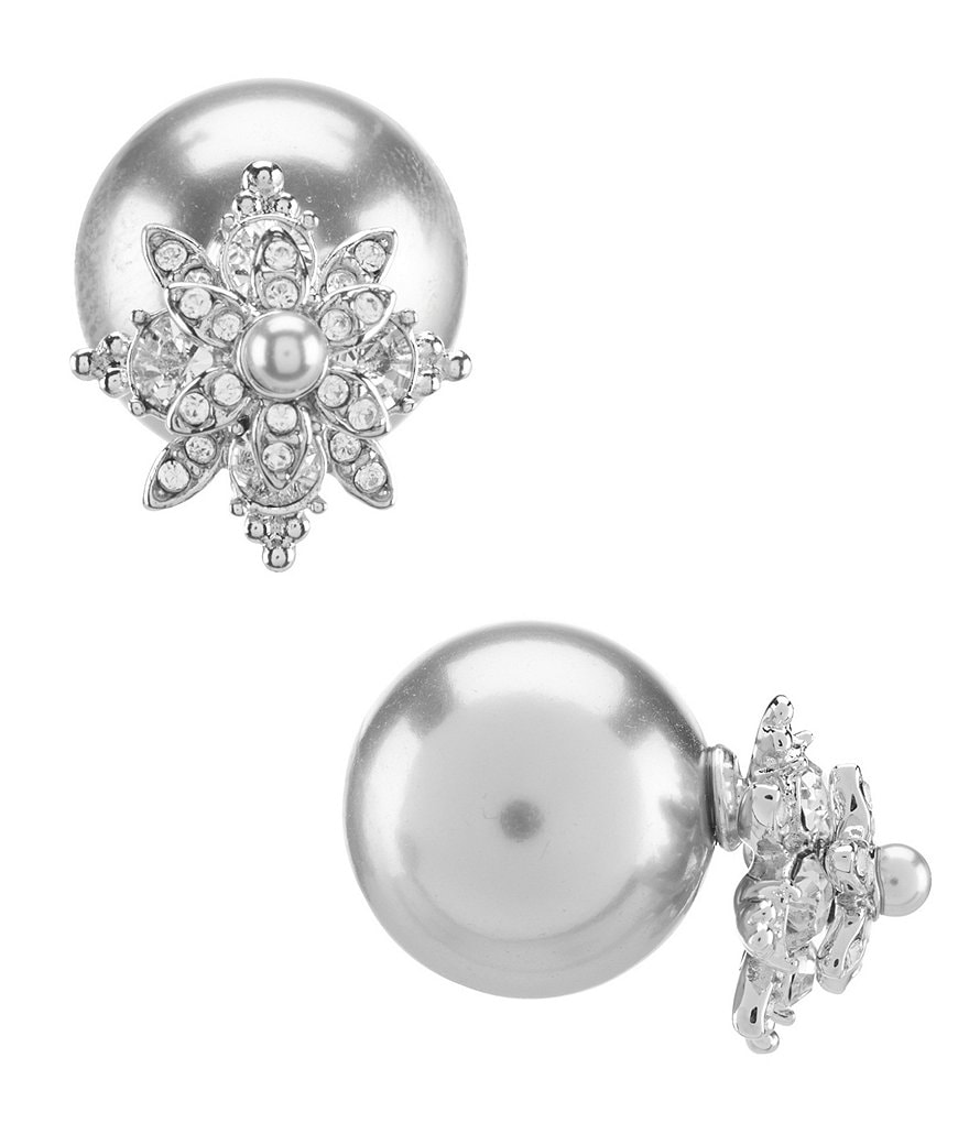 Marchesa Floral Faux-Pearl Front/Back Statement Earrings