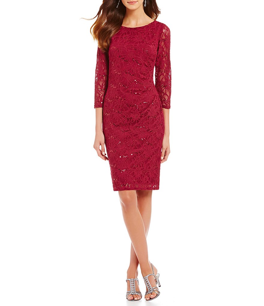 Marina Sequined Lace Sheath Dress