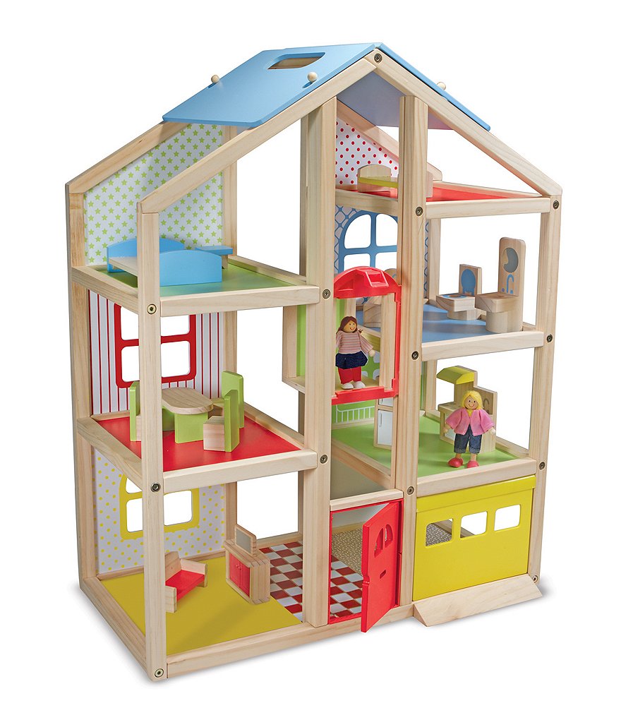 Melissa & Doug Hi-Rise Wooden Dollhouse and Furniture Set
