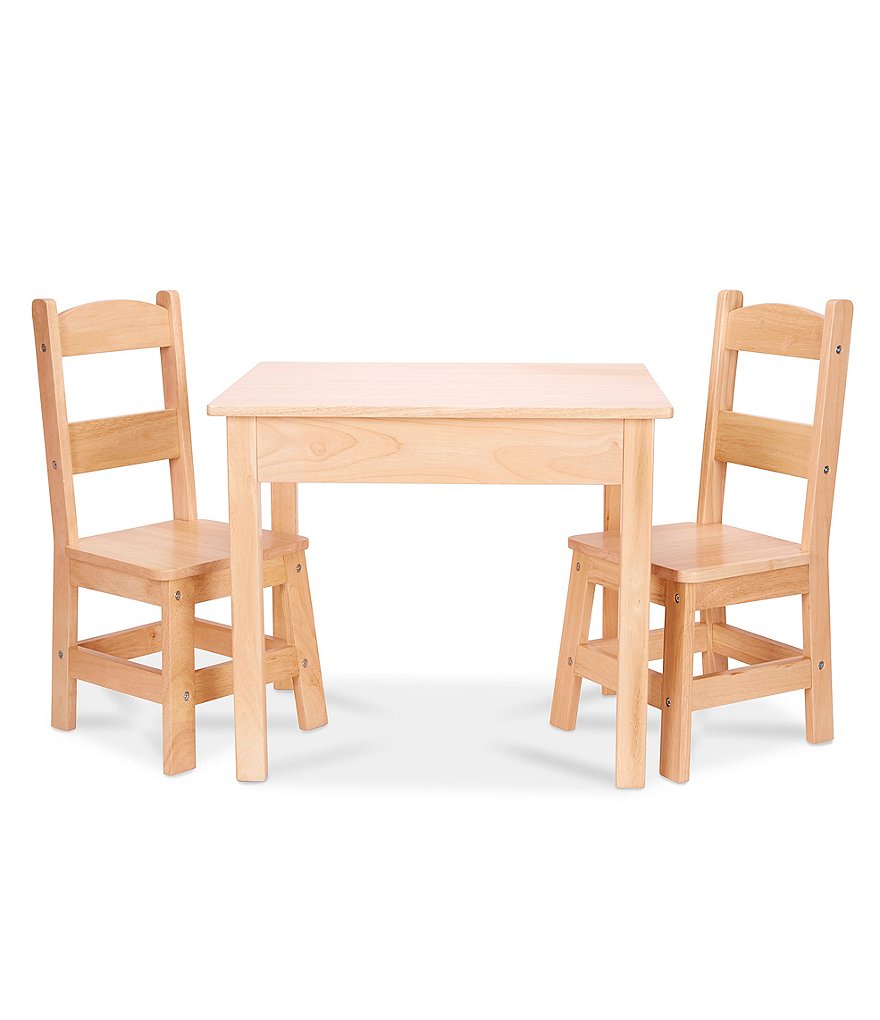 Melissa & Doug Solid Wood Table & Chairs 3-Piece Set