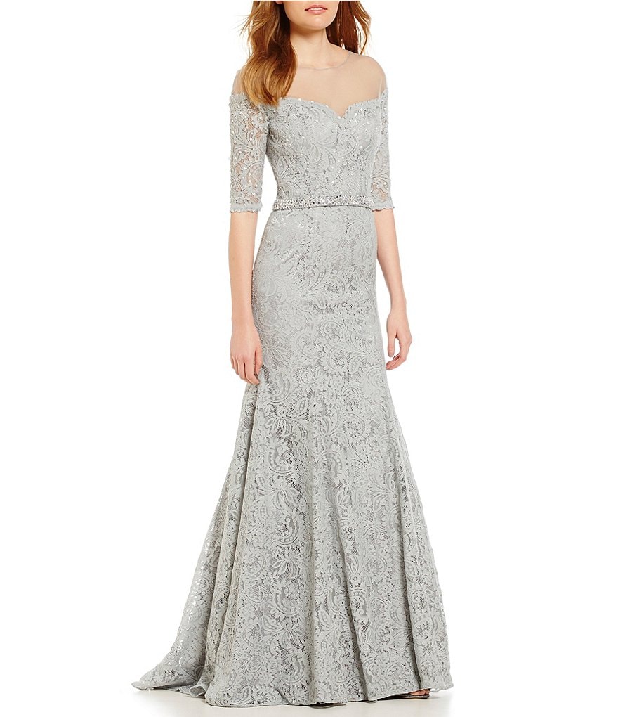 MGNY Madeline Gardner New York Illusion Off-The-Shoulder Gown