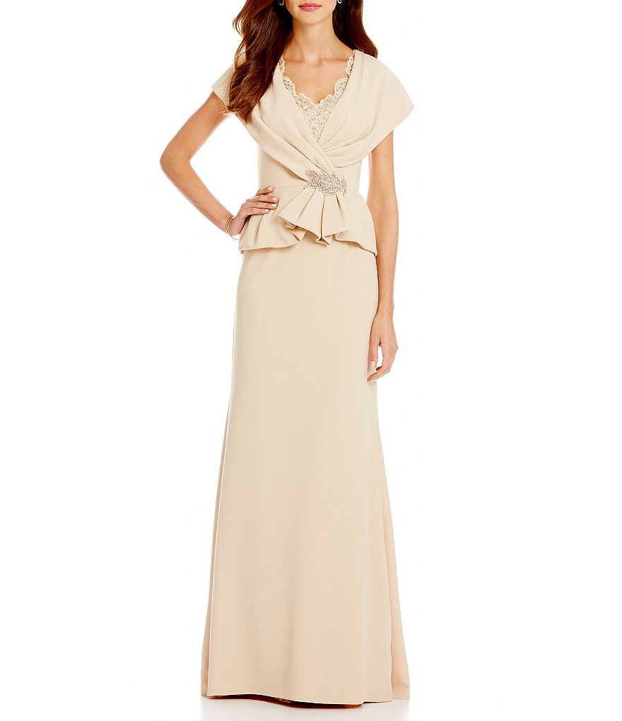 MGNY Madeline Gardner New York Mock Two-Piece Off-the-Shoulder Gown
