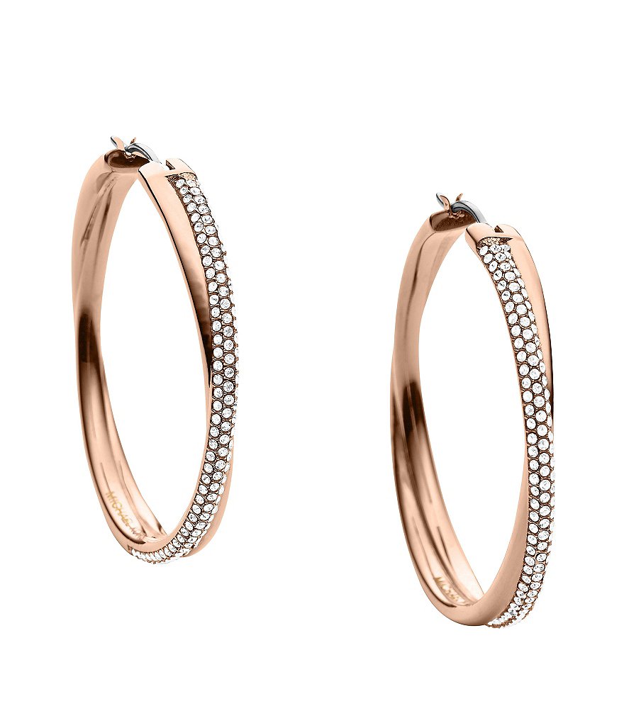 Michael Kors Brilliance Pavé Crossover Hoop Earrings