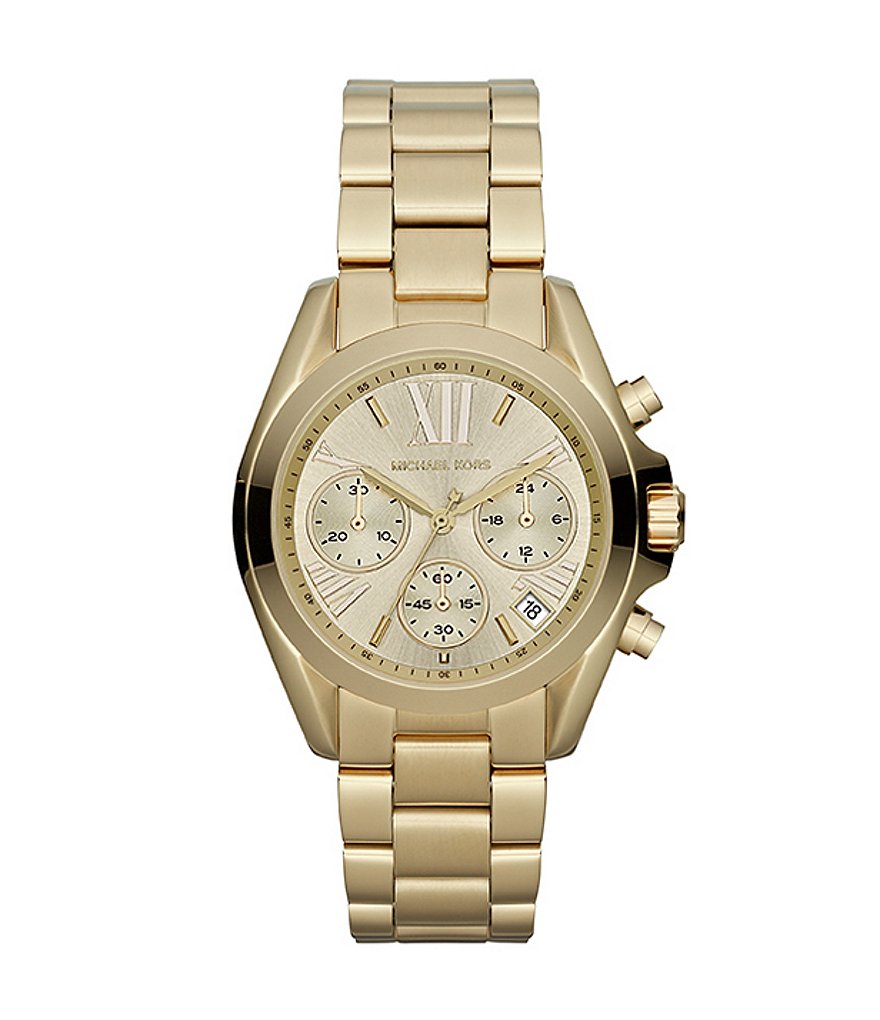 Michael Kors Gold Mini Bradshaw Stainless Steel Chronograph Bracelet Watch