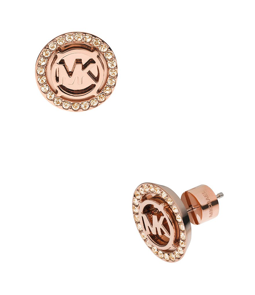 Michael Kors MK Monogram Pavé Crystal Stud Earrings