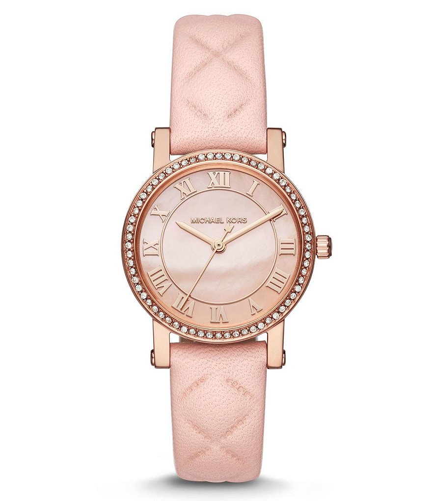 Michael Kors Petite Norie Analog Quilted Leather-Strap Watch