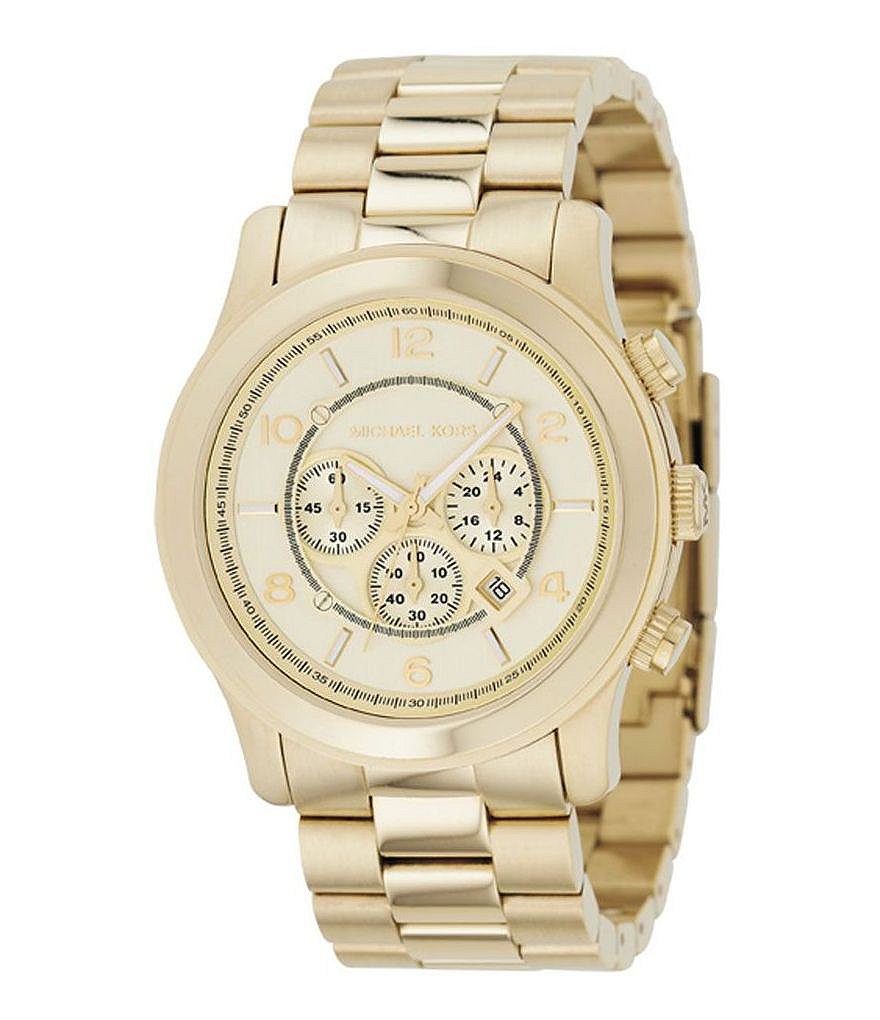Michael Kors Runway 3 Hand Champagne Dial Chronograph Watch