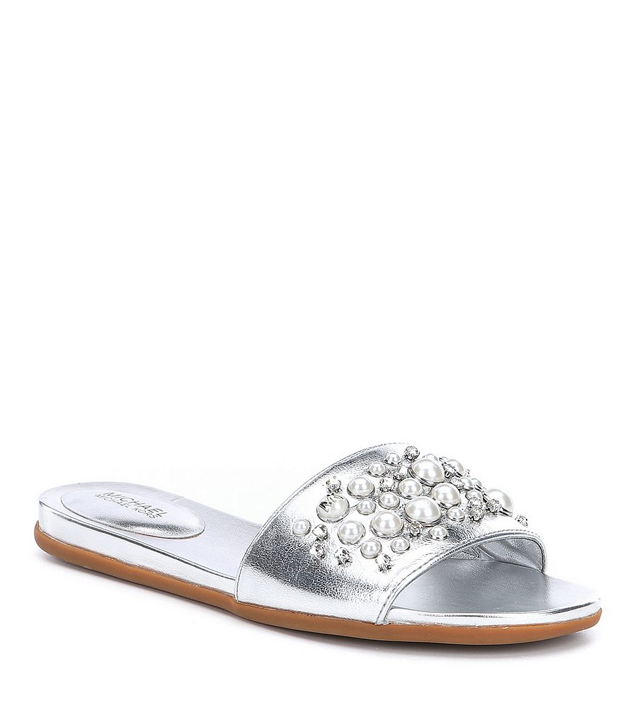 MICHAEL Michael Kors Gia Pearl and Stud Slide Sandals