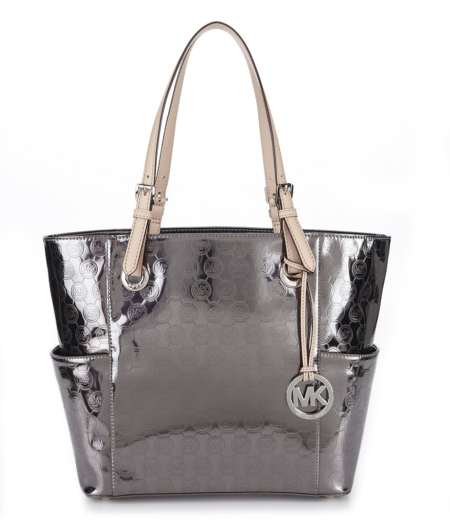 MICHAEL Michael Kors Jet Set Monogram Signature Metallic East/West Tote