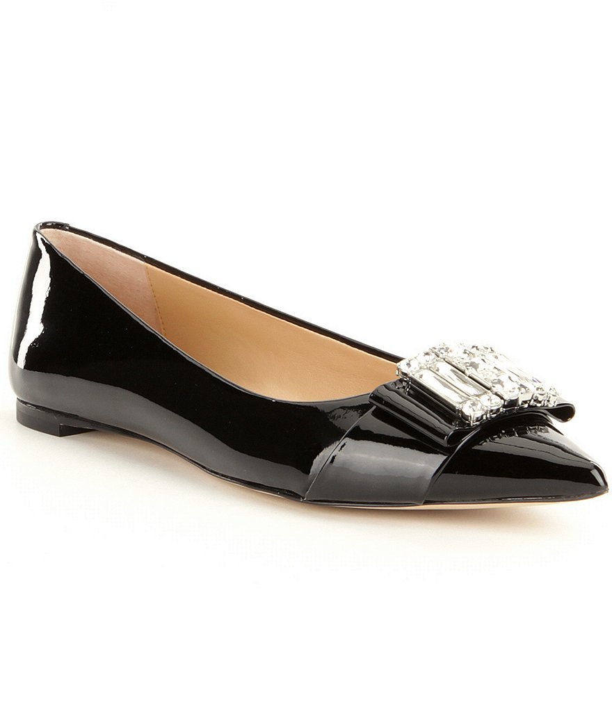 MICHAEL Michael Kors Michelle Patent Leather Rhinestone Bow Dress Flats