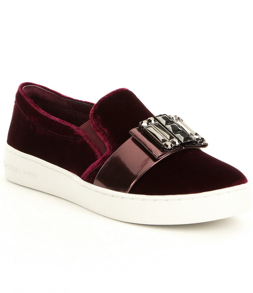 MICHAEL Michael Kors Michelle Velvet Rhinestone Ornament Slip-On Sneakers