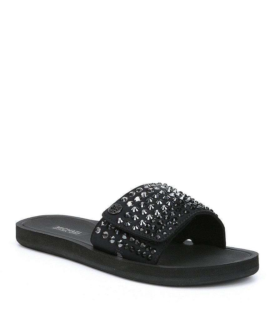 MICHAEL Michael Kors MK Rhinestone Detail Slide Sandals