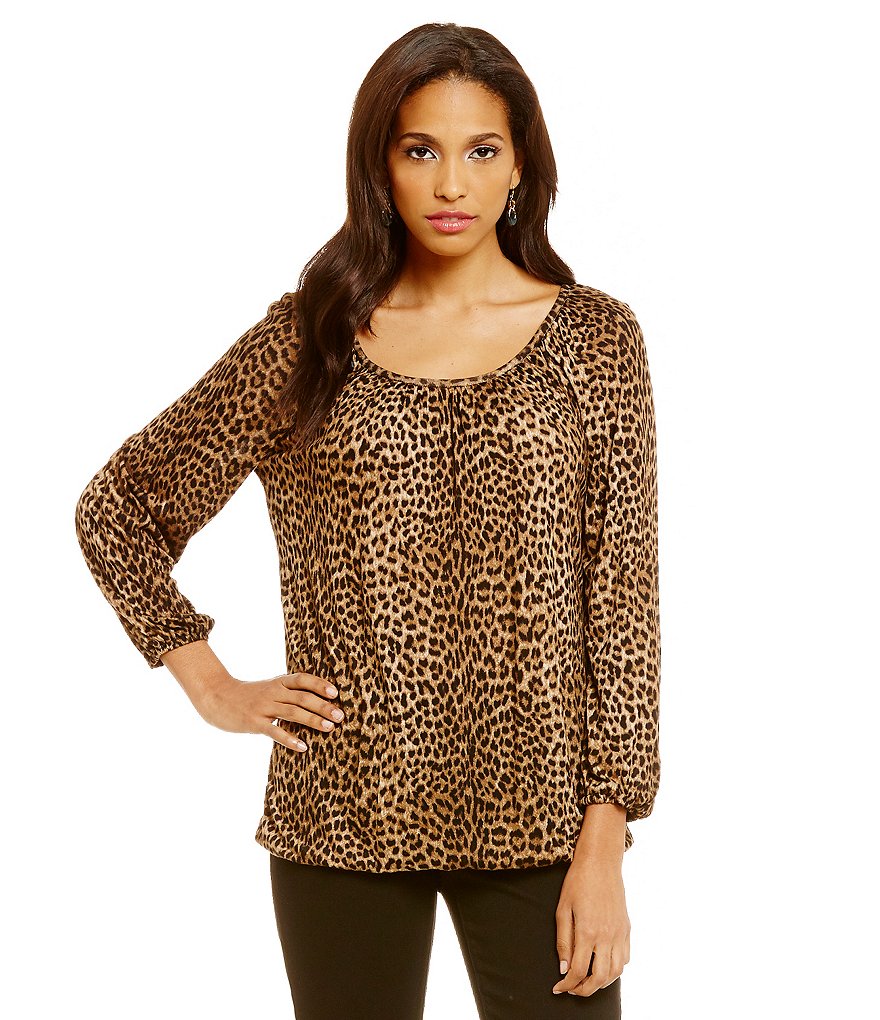 MICHAEL Michael Kors Persian Leopard-Print Peasant Top