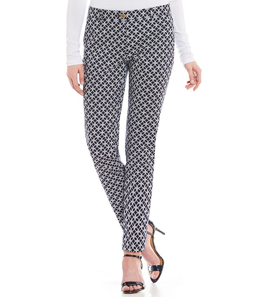 MICHAEL Michael Kors Rope Geometric Print Miranda Slim-Leg Ankle Pants