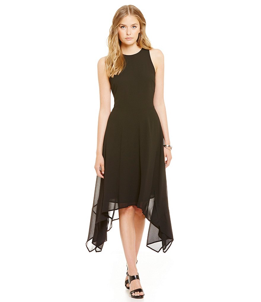 MICHAEL Michael Kors Sharkbite Hem Georgette Sleeveless Dress