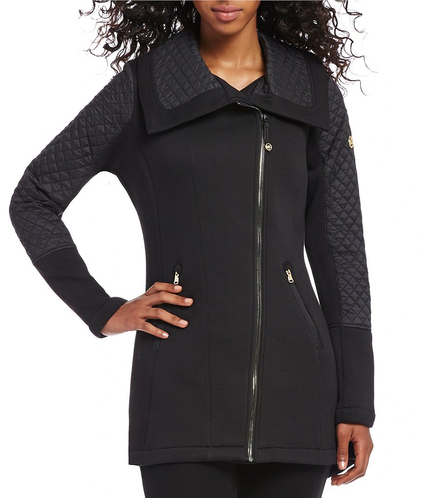 MICHAEL Michael Kors Shawl Collar Asymmetrical Zip Quilted Coat