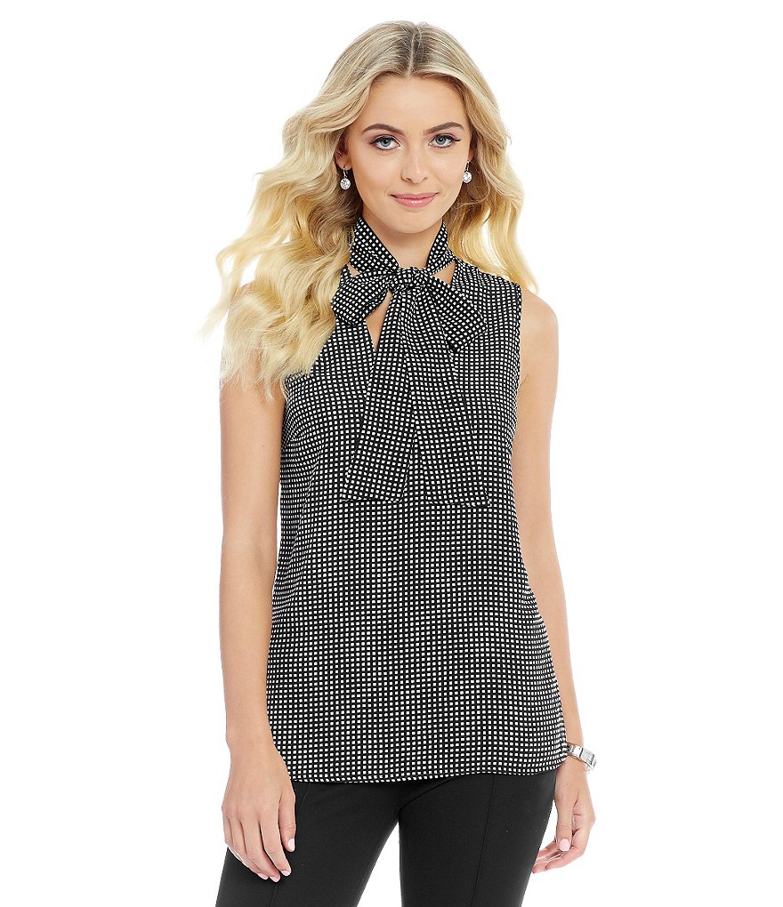 MICHAEL Michael Kors Sleeveless Tie-Neck Blouse
