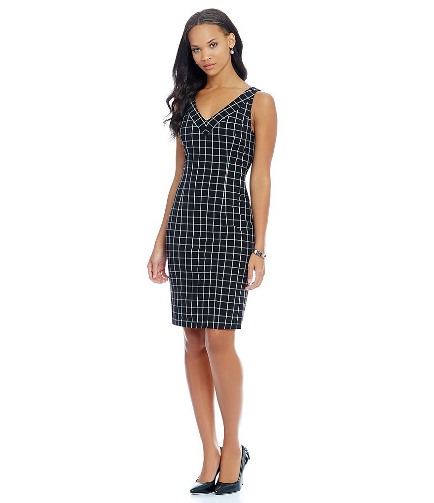 MICHAEL Michael Kors Tattersol Print V-Neck Sheath Dress