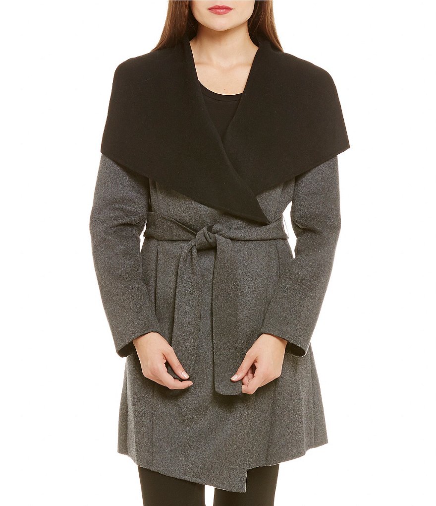 MICHAEL Michael Kors Wool Shawl Collar Double Face Wrap Coat
