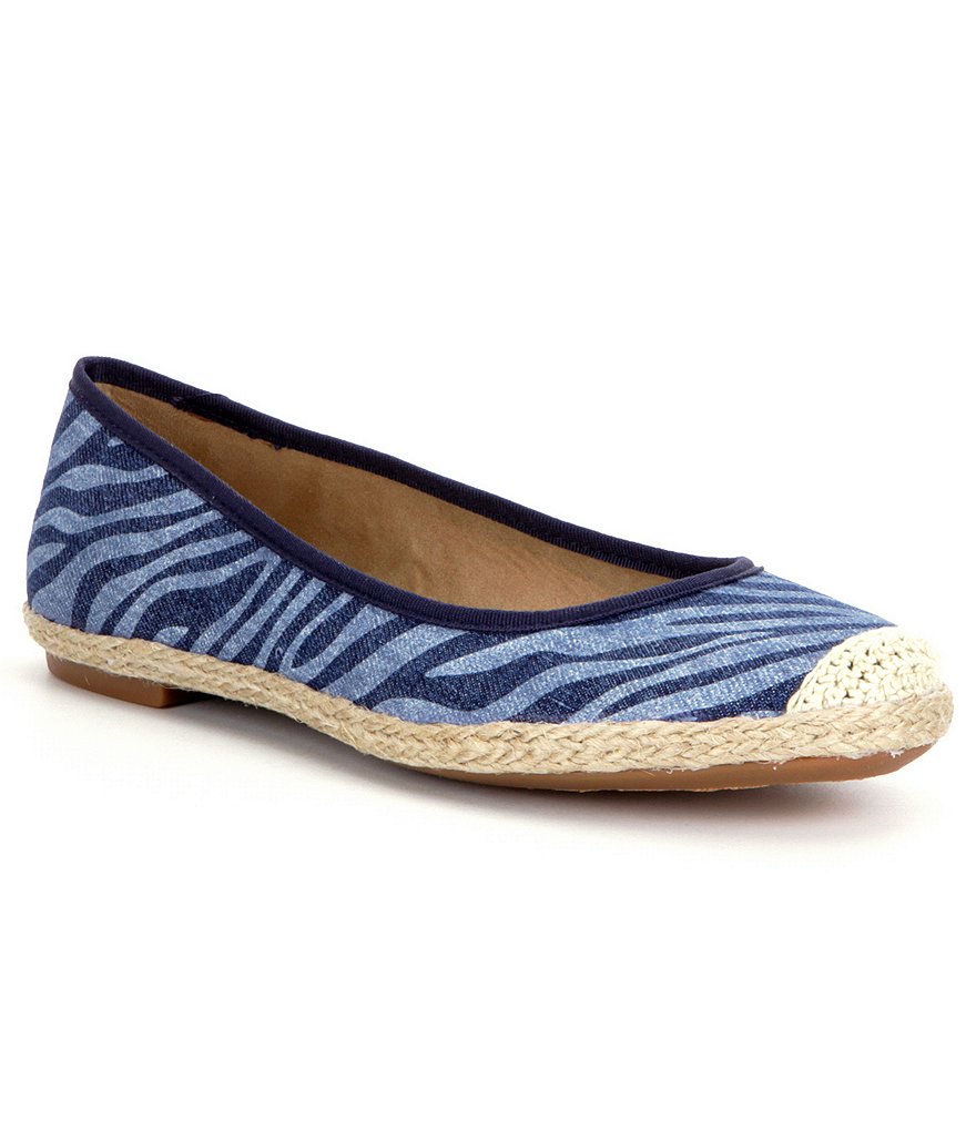Michelle D Macee Zebra Print Denim Ballet Flats