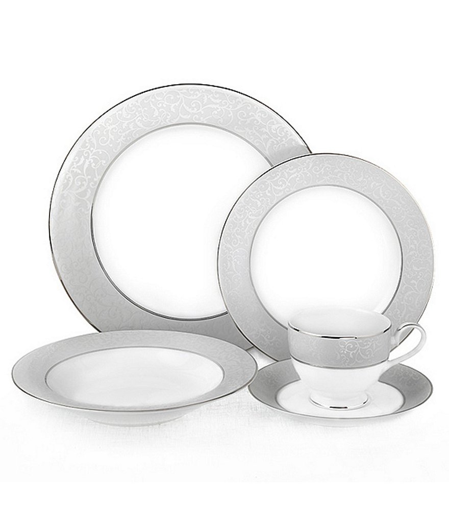 Mikasa Parchment Ivy Scroll Platinum Porcelain 5-Piece Place Setting