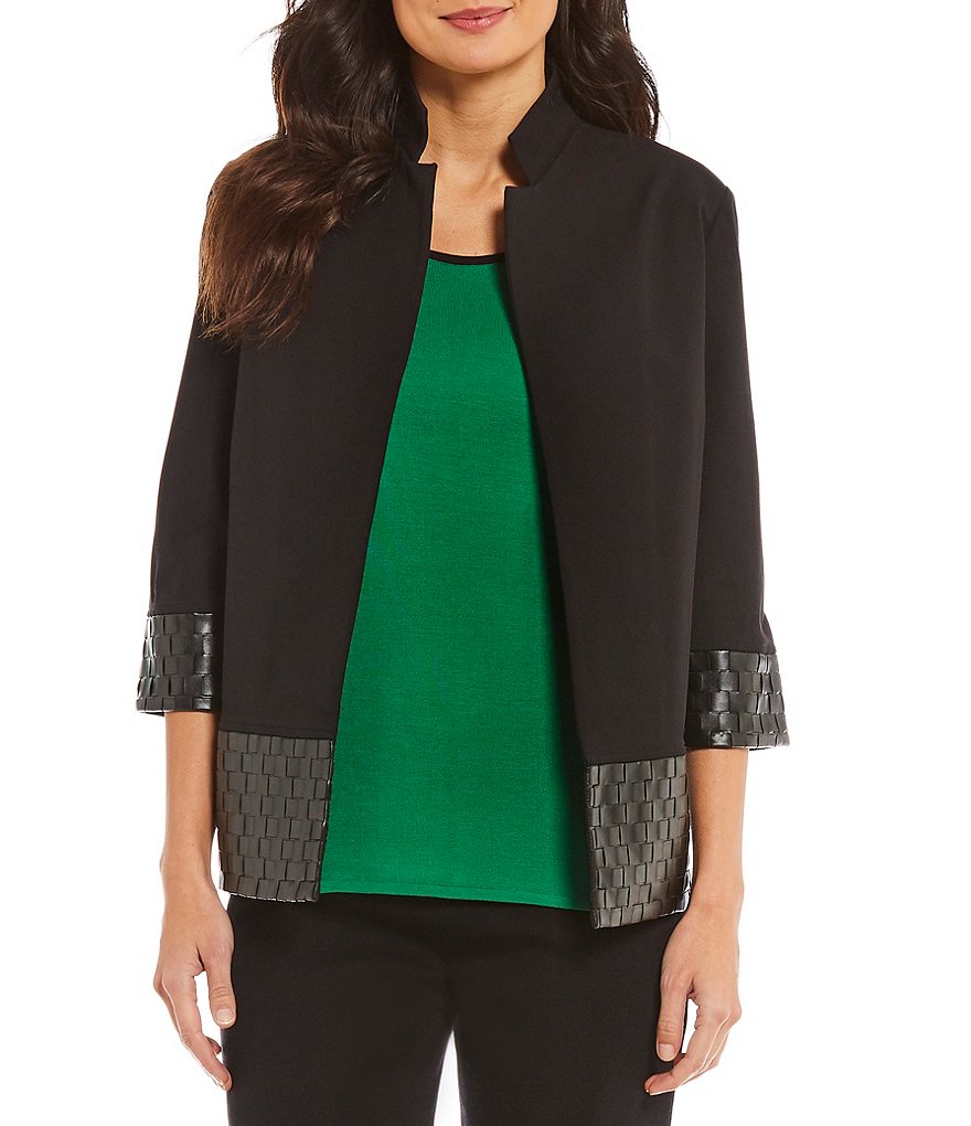 Misook Faux Leather Trim Jacket