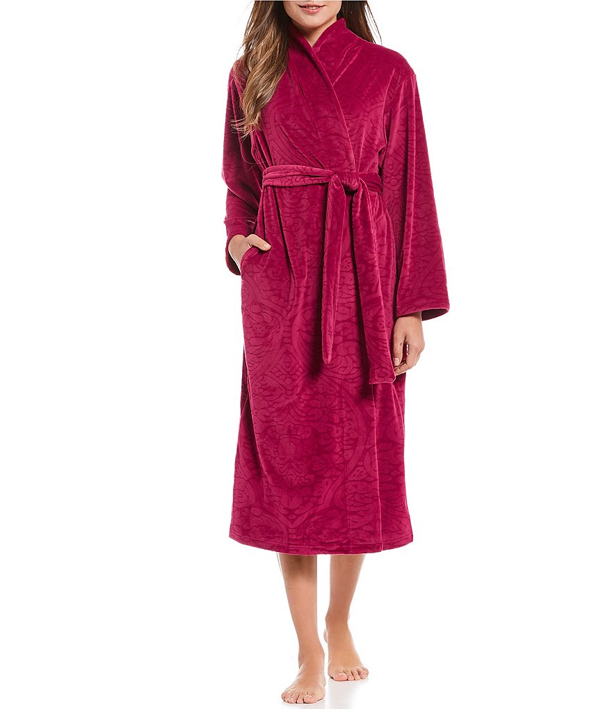 Miss Elaine Brocade Micro Fleece Long Wrap Robe