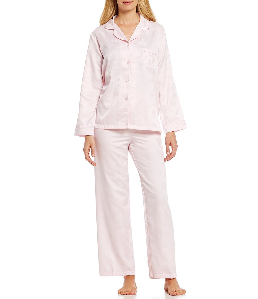 Miss Elaine Petite Brushed Back Satin Pajamas