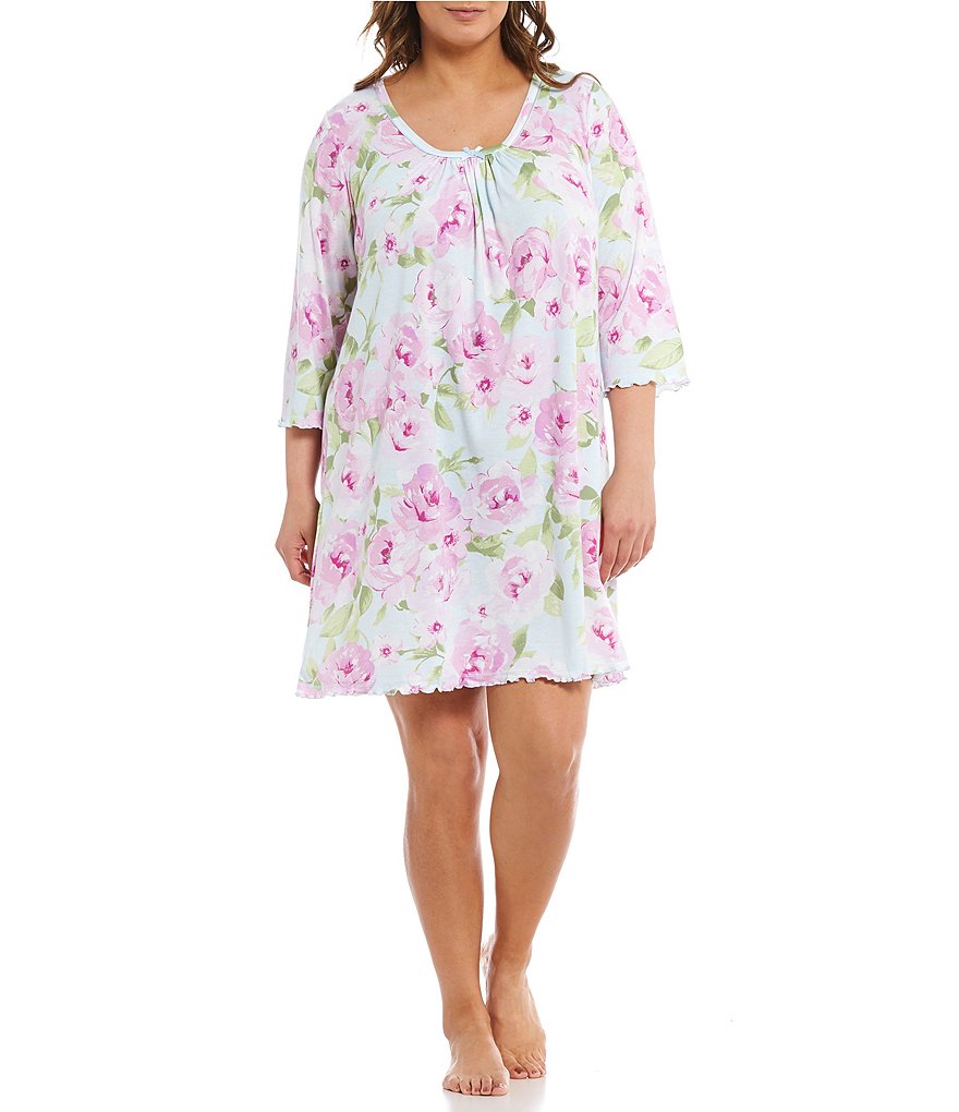 Miss Elaine Plus Floral Nightgown