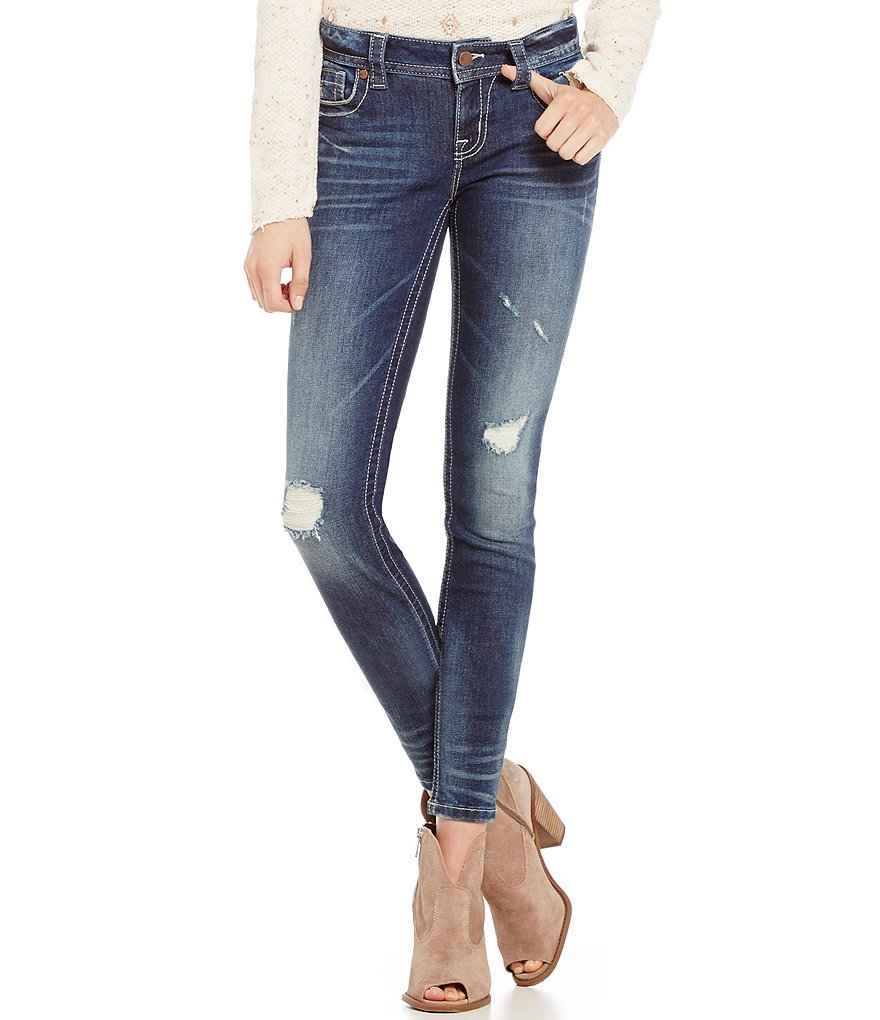 Miss Me Faded Whiskered Destructed Skinny Jeans