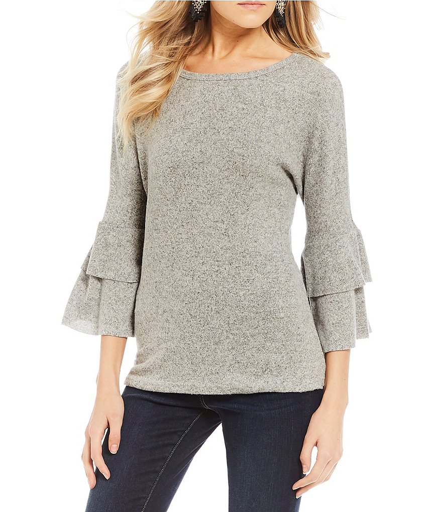 Moa Moa Cozy Tiered Ruffle Sleeve Top