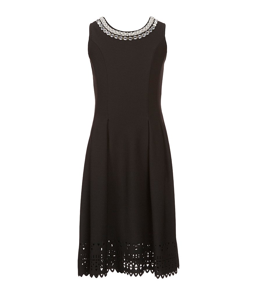 Monteau Girl Big Girls 7-16 Sleeveless Laser Cut Border Dress