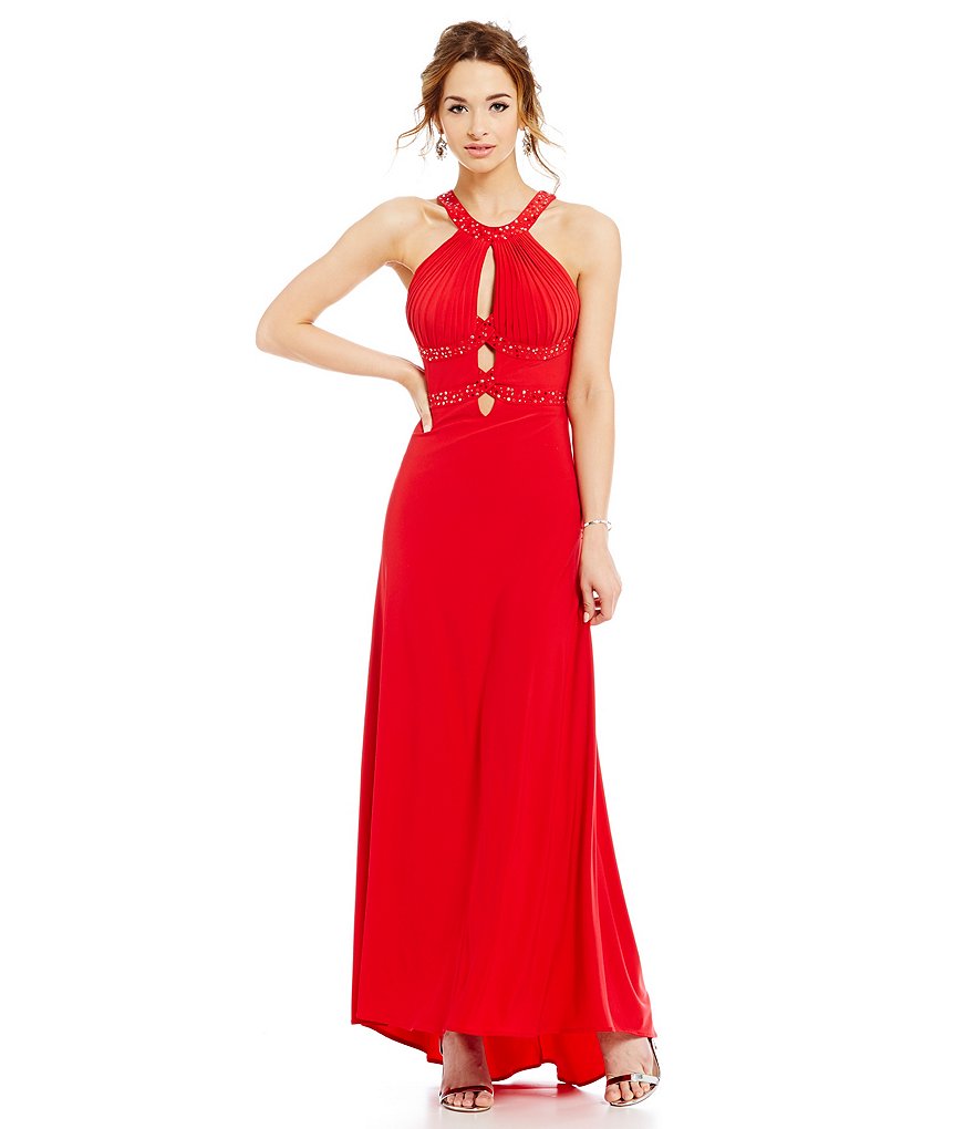 Morgan & Co. Beaded Spray-Back Long ITY Gown