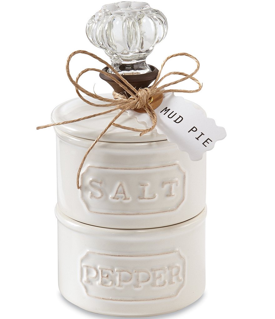 Mud Pie Farmhouse Circa Vintage Doorknob Stacked Salt & Pepper Cellar Set