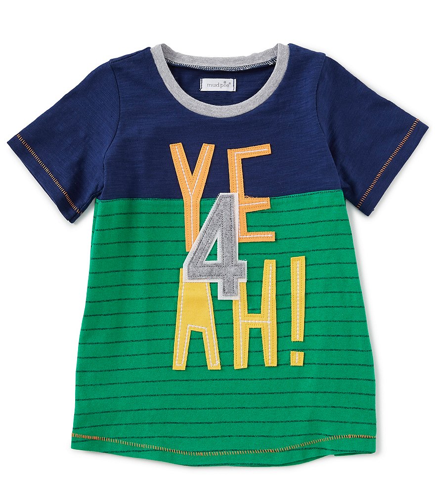 Mud Pie Little Boys 4T Short-Sleeve 4th Birthday Yeah Tee