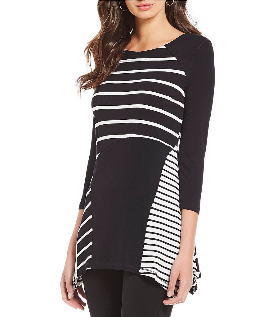 Multiples 3/4 Sleeve Striped Baby French Terry Tunic
