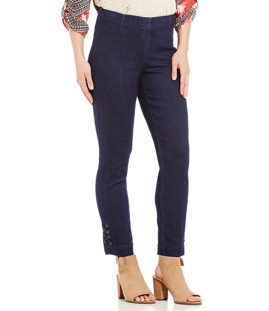 Multiples Petites Pull-On Side Seam Hem Vents Ankle Pants