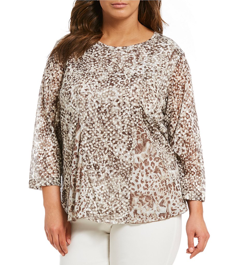 Multiples Plus Layered Panel Print Mesh Top