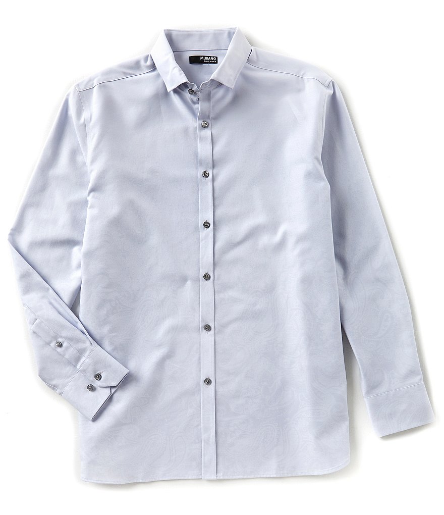 Murano Liquid Luxury Long Sleeve Jacquard Spread Collar Woven Shirt